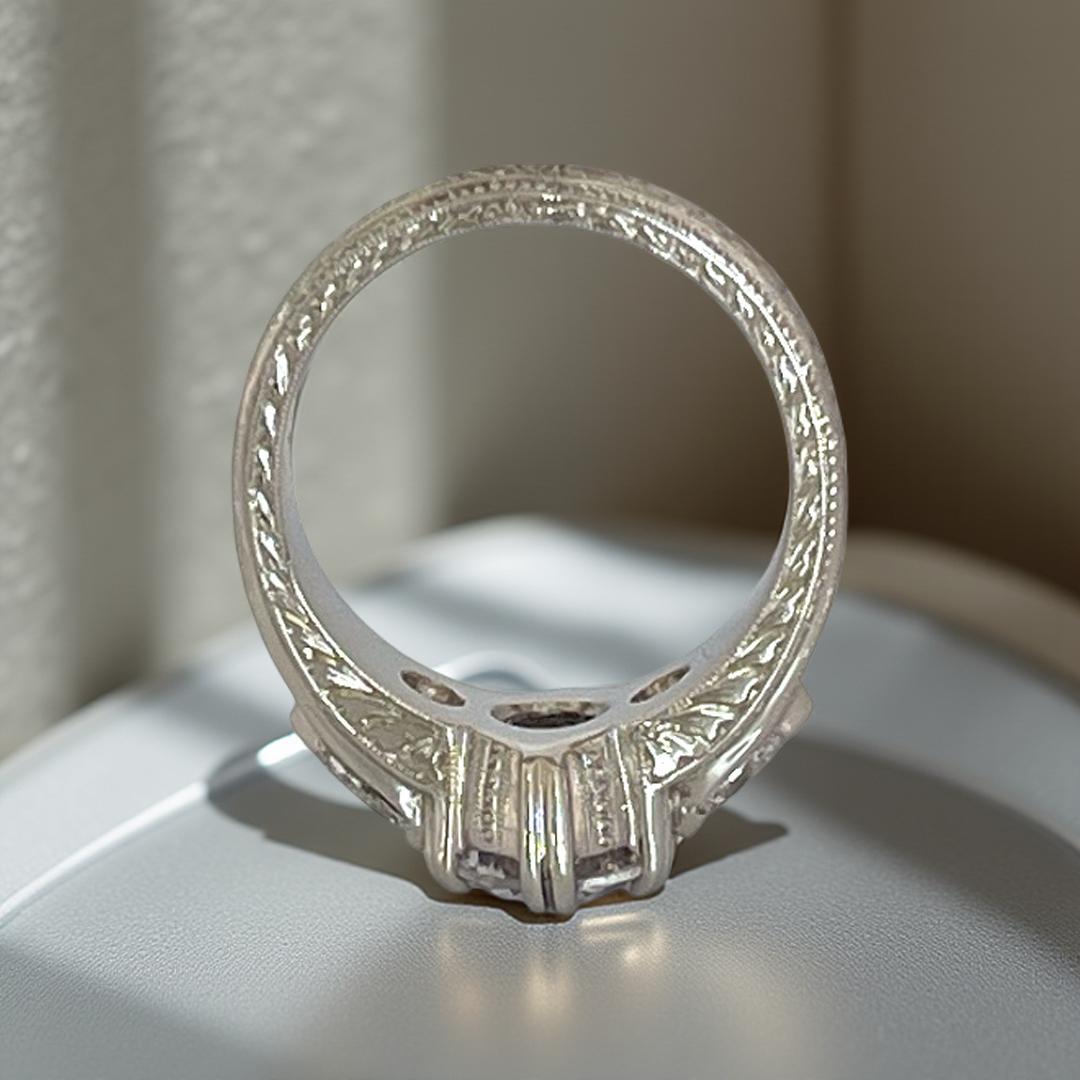 Cubic Zirconium Oval Center in Platinum Natural Diamond Mounting