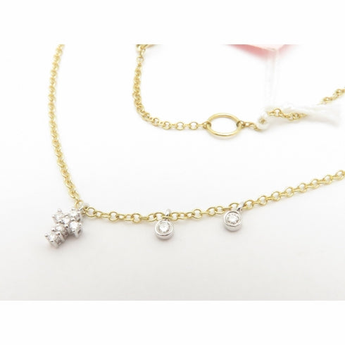 Meira T 14K Yellow White Natural Diamond Cross Necklace Danty and Tiny!