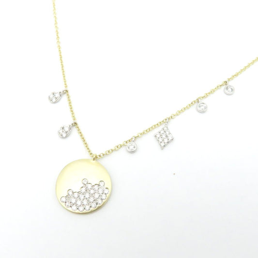 Meira T Natural diamond disc 7 dangle necklace.  14k yellow gold with white gold.  .35ct tw.