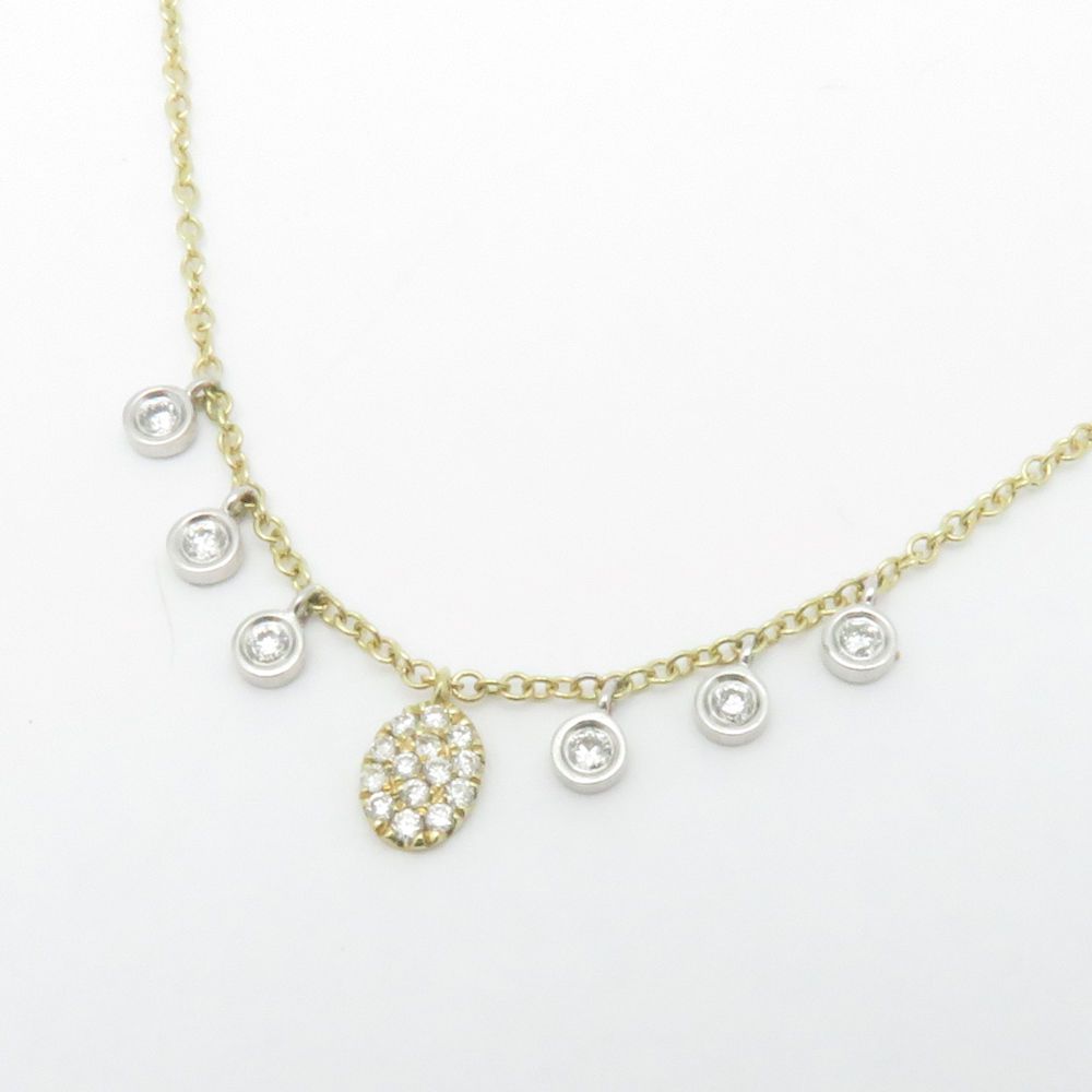 Meira t Natural diamond 7 dangle necklace.  14k yellow and white gold .15ct tw.